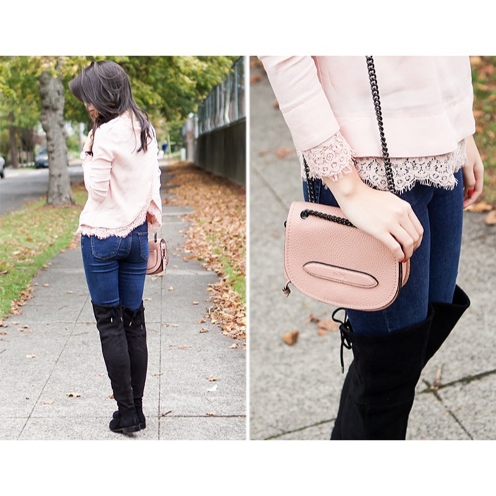 BLUSH PINK LACE SWEATER